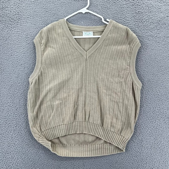 United Colors Of Benetton Other - Vintage United Colors of Benetton V-neck Knit Beige Sweater Vest Adult XL Italy
